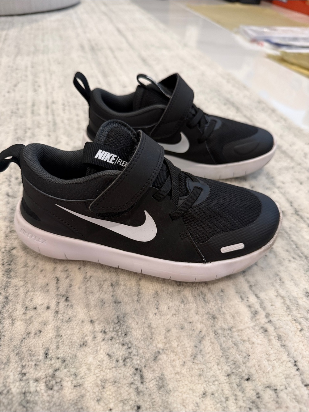 Nike Kids Black and White Velcro Athletic Sneakers